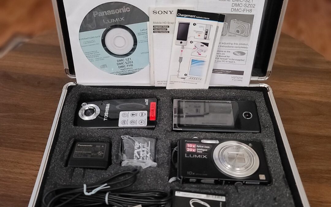 LUMIX, SONY, PANASONIC 3 DIGITAL CAMERAS (Excellent Conditions) w/briefcase